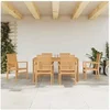 Image de Salon de jardin vidaxl teck bois 7 pieces 150 x 90 x 77 cm 2 personnes