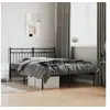 Image de Cadre de lit métal sans matelas avec tête de lit noir 140x190cm