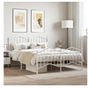 Image de Cadre de Lit Métal avec Tête de Lit Pied de Lit, Lit Double avec Sommier à Lattes, Lit Adulte avec Pied Chambre, Moderne, Blanc 135x190 cm