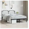 Image de Cadre de lit métal sans matelas avec tête de lit noir 140x190cm