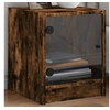 Image de Table de chevet avec porte en verre chêne fumé 35x37x42 cm836351