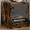Image de Tables de Chevet et Portes Vitrées 2 pcs, Armoire de Nuit, Table de Téléphone, Armoire Latérale, Meuble de Rangement 836352