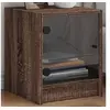 Image de Table de chevet avec porte en verre chêne marron 35x37x42 cm
