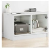 Image de Meuble TV avec portes en verre blanc 68x37x42 cm 836357