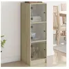 Image de Buffet avec Portes en Verre, Armoire Latérale avec Rangement, Meuble de Salon Salle de Séjour Intérieur, Moderne, Chêne Sonoma