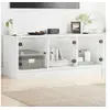 Image de Meuble TV avec portes en verre blanc 102x37x42 cm 836406