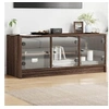 Image de Meuble TV avec portes en verre chêne marron 102x37x42 cm 836412