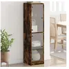 Image de Hoge kast met glazen deuren 35x37x142 cm gerookt eikenkleurig836438