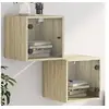 Image de Tables de chevet et portes vitrées 2pcs chêne sonoma 35x37x35cm836467
