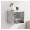 Image de Table de chevet avec porte en verre gris béton 35x37x35 cm