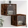 Image de Tables de Chevet et Portes Vitrées 2 pcs, Armoire Latérale avec Compartiment, Table de Nuit, Table d'Appoint, Meuble 836471