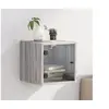 Image de Table de chevet avec porte en verre sonoma gris 35x37x35 cm