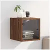 Image de Table de chevet avec porte en verre chêne marron 35x37x35 cm836474