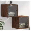 Image de Tables de chevet et portes vitrées 2pcs chêne marron 35x37x35cm836475