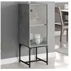 Image de Armoire latérale avec porte en verre gris béton 35x37x100 cm 836556