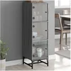Image de Buffet avec portes en verre sonoma gris 35x37x120 cm