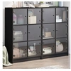 Image de Bibliothèque avec Portes, Armoire à Livres avec Poignées, Meuble avec Compartiments de Salon Intérieur, Moderne, Noir 3206511