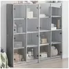 Image de Bibliothèque avec Portes, Armoire à Livres avec Poignées, Meuble avec Compartiments de Salon Intérieur, Moderne, Sonoma Gris 3206522
