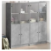 Image de Bibliothèque avec Portes, Armoire à Livres avec Poignées, Meuble avec Compartiments de Salon Intérieur, Moderne, Gris 3206527