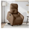 Image de Fauteuil de relaxation, massage, inclinable électrique réglable tissu marron
