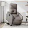 Image de Fauteuil de relaxation, massage, inclinable électrique réglable tissu taupe