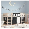 Image de Lit Mezzanine Enfants et Rideaux, Lit Surélevé pour Enfants avec Echelle, Meuble de Rangement Chambre, Moderne, Blanc 3206955