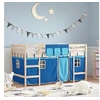 Image de Lit Mezzanine Enfants et Rideaux, Lit Surélevé pour Enfants avec Echelle, Meuble de Rangement Chambre, Moderne, Bleu 3206956