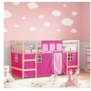 Image de Lit Mezzanine Enfants et Rideaux, Lit Surélevé pour Enfants avec Echelle, Meuble de Rangement Chambre, Moderne, Rose 3206957