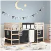 Image de Lit Mezzanine Enfants et Rideaux, Lit Surélevé pour Enfants avec Echelle, Meuble de Rangement Chambre, Moderne, Blanc 3206973