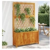 Image de Jardinière avec treillis 100x32x165 cm bois massif d'acacia, jardinière de jardin, jardinière de patio, boîte à plantes, jardinière d'extérieur