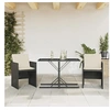 Image de Ensemble de Bistro avec Coussins 3 pcs, Chaises et Table de Patio, Meubles de Terrasse Arrière-cour Extérieur, Noir 365062