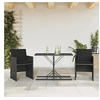 Image de Ensemble de Bistro avec Coussins 3 pcs, Chaises et Table de Patio, Meubles de Terrasse Arrière-cour Extérieur, Noir 365063