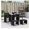 Image de Ensemble à Manger de Jardin avec Coussins 5pcs, Table de Terrasse, Meubles de Patio, Mobilier d'Extérieur, Noir 365081