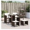 Image de Ensemble à Manger de Jardin avec Coussins 5 pcs, Table de Terrasse, Meubles de Patio, Mobilier d'Extérieur, Marron 365082