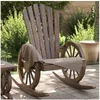 Image de Chaise à Bascule AdiRondack, Fauteuil avec Dossier, Siège avec Accoudoirs, Meuble de Terrasse Patio Extérieur, Bois 365094