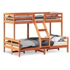 Image de Lit superposé 90x200/120x200 cm cire marron bois de pin massif, lit, cadre de lit, lit loft, meubles de chambre 3207172