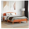 Image de Cadre de Lit et Tête de Lit, Sommier à Lattes, Lit Adulte, Lit Double de Chambre à Coucher Intérieur, Cire Marron 3207232