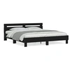 Image de Bedframe met hoofdeinde bewerkt hout zwart 200x200 cm3207393
