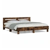 Image de Bedframe met hoofdeinde bewerkt hout gerookt eiken 200x200 cm3207396
