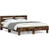 Image de Bedframe met hoofdeinde bewerkt hout gerookt eiken 150x200 cm3207417