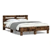 Image de Bedframe met hoofdeinde bewerkt hout gerookt eiken 120x200 cm3207431