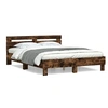 Image de Bedframe met hoofdeinde bewerkt hout gerookt eiken 140x190 cm3207438