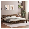 Image de Cadre de Lit avec Tête de Lit et LED, Lit Double avec Sommier à Lattes, Lit Adulte de Chambre, Chêne Fumé 200x200 cm 3207522