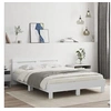 Image de Cadre de Lit avec Tête de Lit et LED, Lit Double avec Sommier à Lattes, Lit Adulte de Chambre, Blanc 150x200 cm Bois 3207539