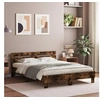 Image de Cadre de Lit avec Tête de Lit et LED, Lit Double avec Sommier à Lattes, Lit Adulte de Chambre, Chêne Fumé 150x200 cm 3207543
