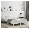 Image de Cadre de Lit avec Tête de Lit et LED, Lit Double avec Sommier à Lattes, Lit Adulte de Chambre, Blanc 140x200 cm Bois 3207546