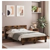 Image de Cadre de Lit avec Tête de Lit et LED, Lit Double avec Sommier à Lattes, Lit Adulte de Chambre, Chêne Fumé 135x190 cm 3207571