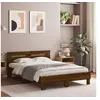 Image de Cadre de Lit avec Tête de Lit et LED, Lit Double avec Sommier à Lattes, Lit Adulte de Chambre, Chêne Marron 120x190 3207580