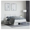 Image de Cadre de lit métal sans matelas et tête de lit blanc 120x190 cm