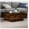 Image de Table Basse avec Lumières LED, Table d'Appoint, Bout de Canapé, Meuble de Salon Salle de Séjour, Moderne, Chêne Fumé 836592